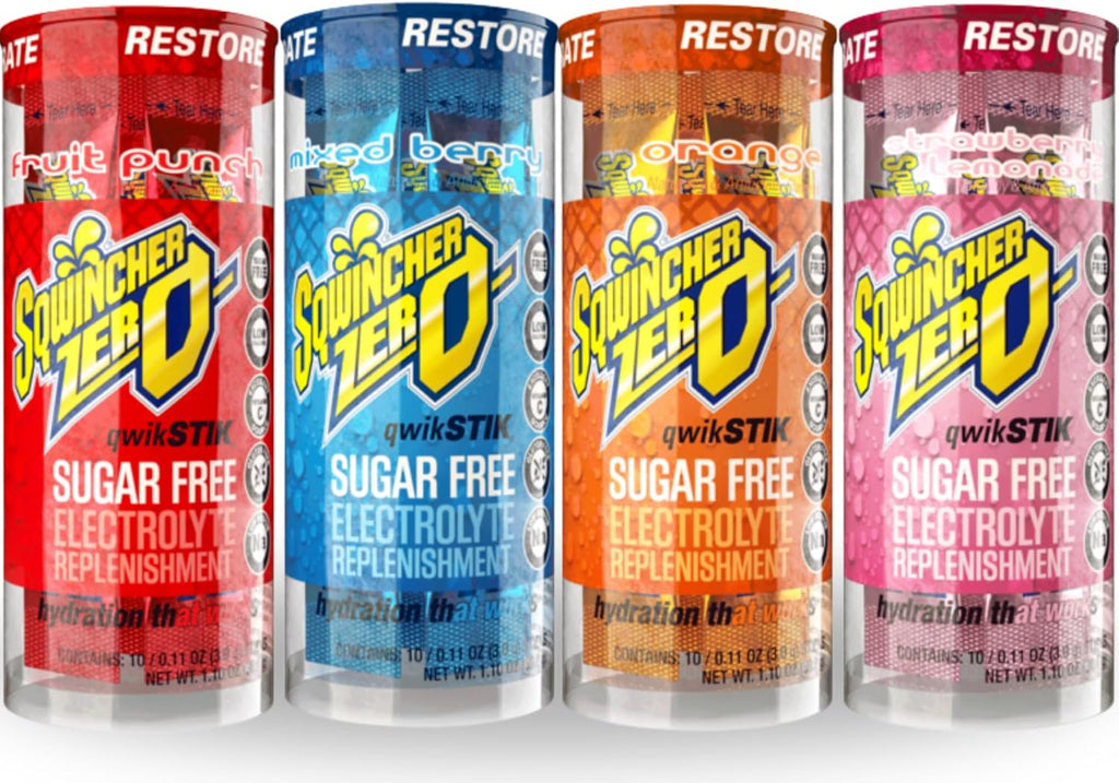 Sqwincher ZERO Qwik Stik - Sugar Free Electrolyte Powdered Beverage Mix, Assorted Flavors (40 Sticks)