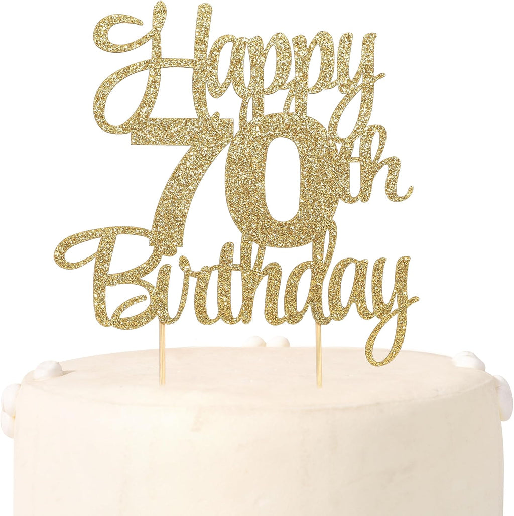 Happy 70th Birthday Cake Topper - 70th Birthday Party Decorations,70 Cake Topper,70 Anniversary Decor (70th)