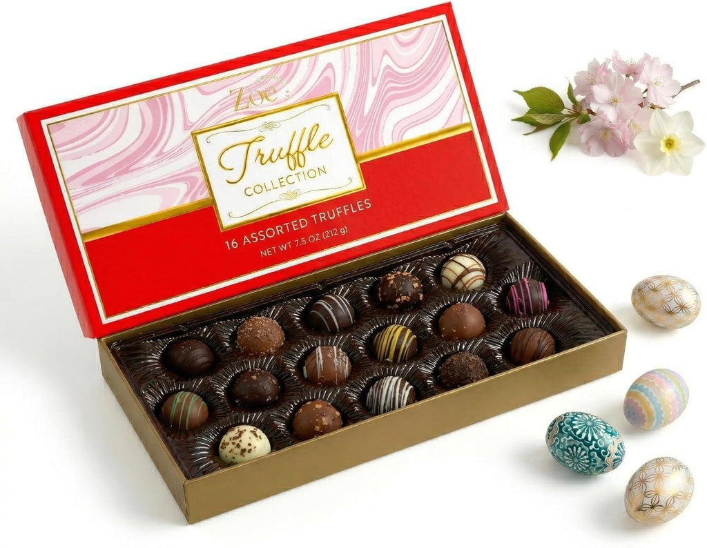 CRAVINGS BY ZOE Easter Chocolate Truffles Gift Box | 16 Count | Chocolate Candy Gifts | Gourmet Assorted Chocolate Food Gift Basket | Birthday Gifts for Women Men Mom Dad Adults Couples Families