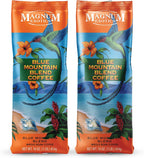 Magnum Exotics Coffee Blue Mountain Coffee Blend - Medium-Light Roast, Whole Bean, Made from 100% Arabica Beans, Rich & Smooth Flavor, Fresh Roast - Blue Mountain Blend, 1 Lb (Pack of 2)