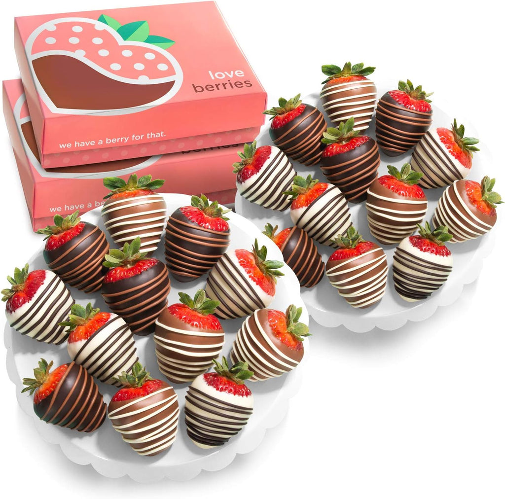 A Gift Inside 24 Dark, Milk & White Delight Chocolate Covered Strawberries