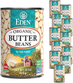Eden Organic Butter Beans, (Baby Lima Beans), No Salt Added, USA Grown, Non GMO, 15 oz (12-Pack)