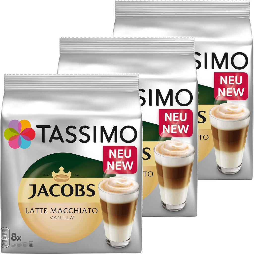 Tassimo Vanilla Latte Macchiato Coffee, 3 packs (48 T-Discs, 24 Servings)
