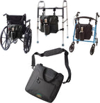 Go-Getter Lightweight Nylon, Easy Hook On & Off Messenger Bag for Walkers, Rollators, Wheelchairs, Scooters, Bottle Holder, Soft-Lined Glasses Pocket, Padded Interior (Black)