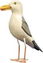 Nautical Decoration Hand Made Wooden Seagull Figurine, 10 Inches Tall