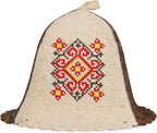 Sauna Hat Wool Embroidered Ukrainian Ornament Vyshyvanka - Banya Hat for Men Sauna Cap for Women Wool Sauna Hat for Women Finnish