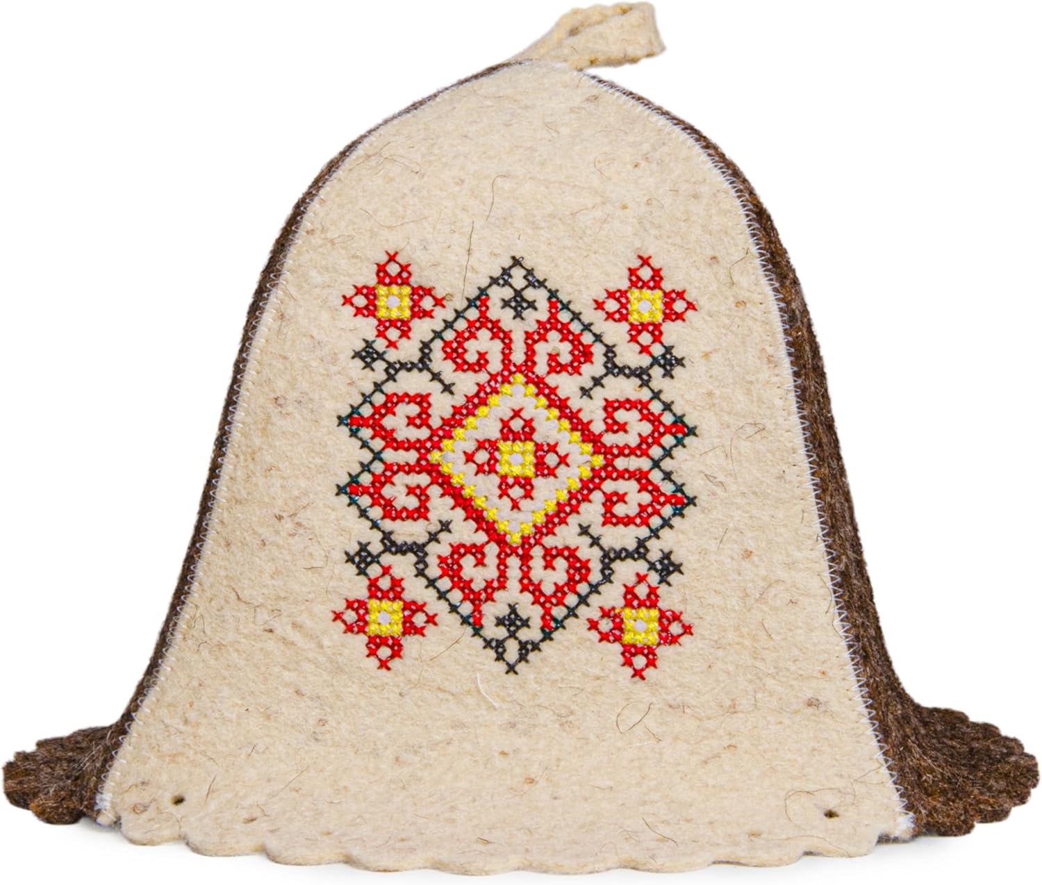 Sauna Hat Wool Embroidered Ukrainian Ornament Vyshyvanka - Banya Hat for Men Sauna Cap for Women Wool Sauna Hat for Women Finnish