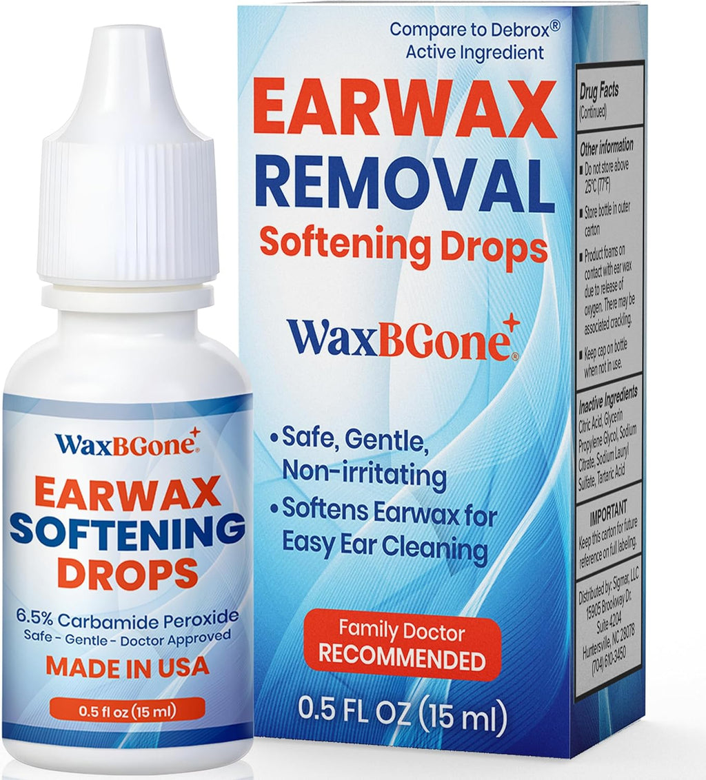 WaxBgone Ear Wax Removal Drops - Dissolves Ear Wax with Gentle Foaming Action - Safe and Effective Wax Softening Ear Drops - Aids Irrigation of Clogged Ears for Adults and Kids - 0.5 Fl. Oz.Bottle