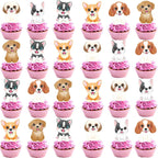 48Pcs Puppy Dog Cupcake Toppers for Boys Girls Kids Baby Shower Birthday Decorations