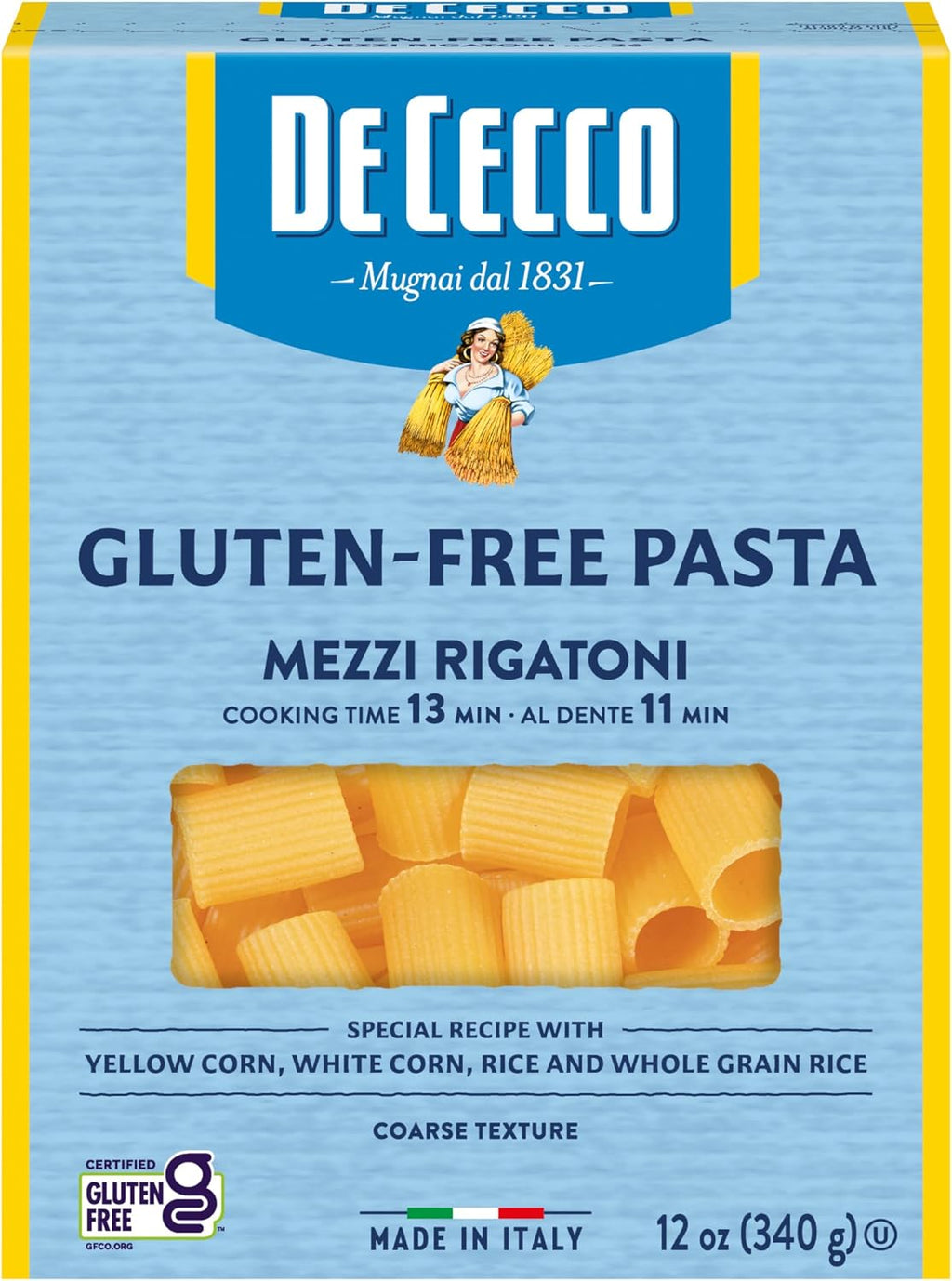 De Cecco Mezzi Rigatoni Gluten Free, 12 Ounces (Pack of 6)