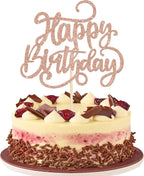 Rsstarxi 1 Pack Happy Birthday Cake Topper Glitter Happy Birthday Sign Cake Pick for Celebrating Happy Birthday Anniversary Theme Party Cake Decorations Supplies Rose Gold