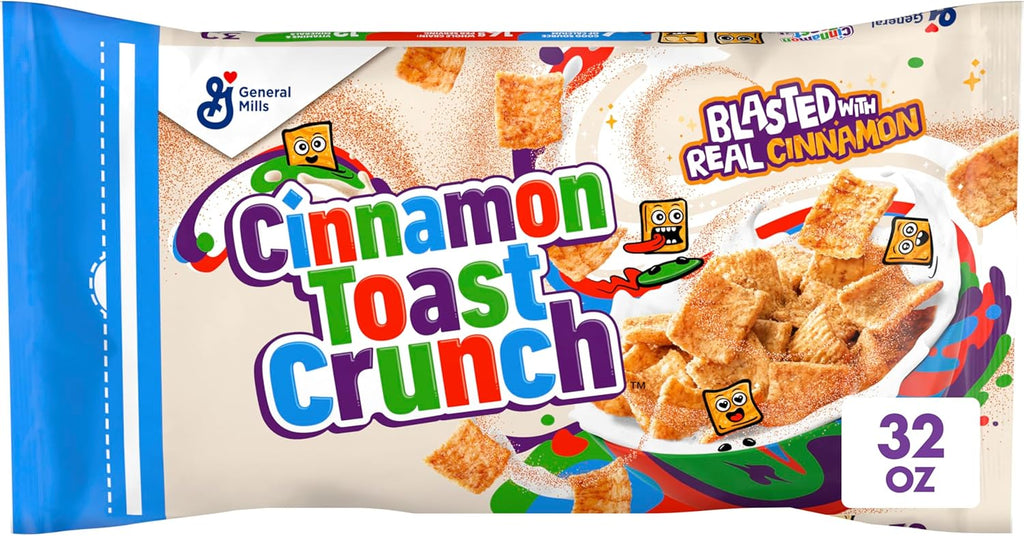 Cinnamon Toast Crunch Breakfast Cereal, Crispy Cinnamon Cereal, Value Bag, 32 oz