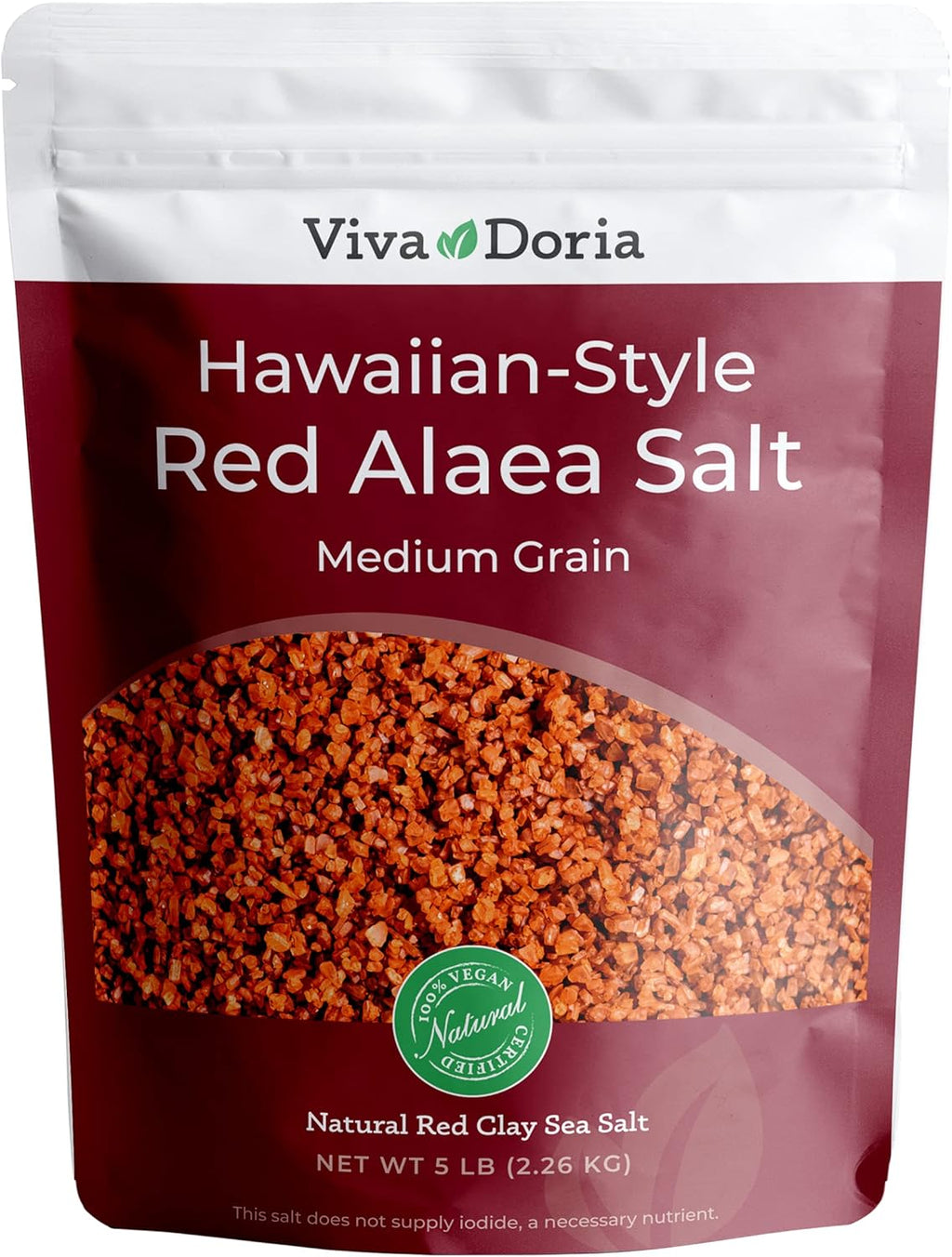 Viva Doria Hawaiian Red Alaea Sea Salt, Medium Grain, 5 lb