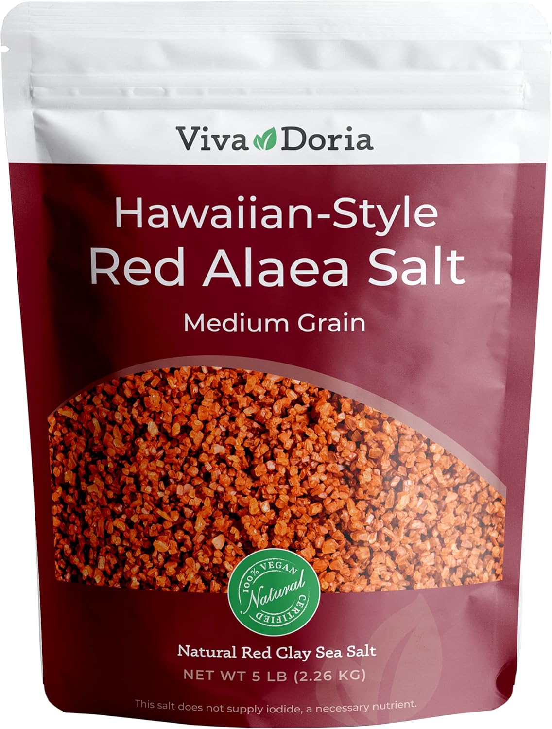 Viva Doria Hawaiian Red Alaea Sea Salt, Medium Grain, 5 lb