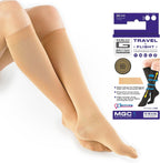 Neo G Travel Compression Socks For Women - Energizing tired, aching legs. Perfect flight companion, great for long periods of inactivity - Graduated Compression Socks - Beige - L