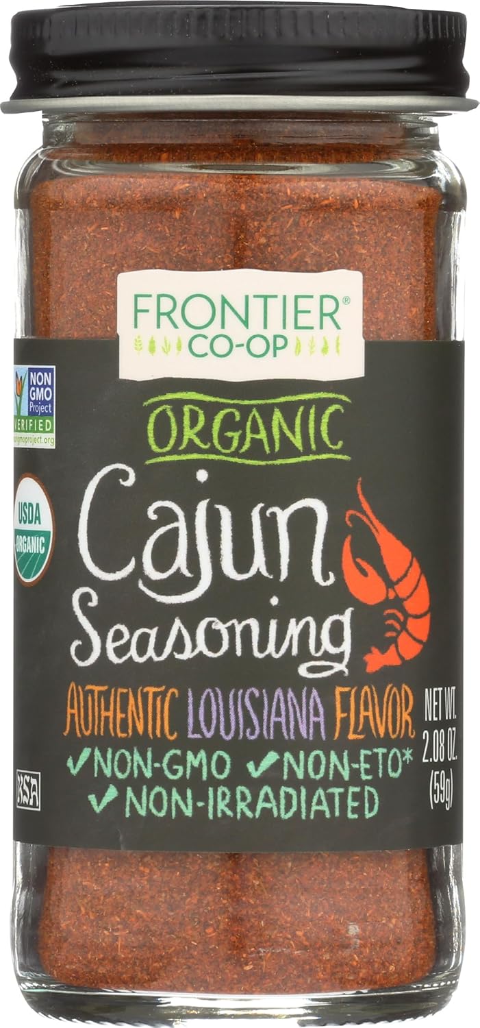 Frontier Co-op Organic Cajun Seasoning, Louisiana-Style Spice Blend for Meats, Seafood, Jambalaya, Cajun Pasta | 2.08 Ounce (Pack of 1)