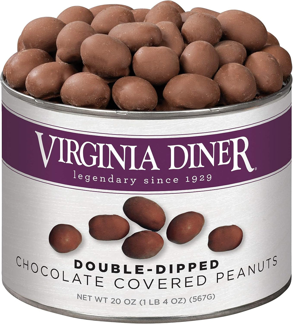 Virginia Diner Double Dipped Chocolatey Covered Virginia Peanuts, Gourmet Natural Gift Tin, 20 Ounce (Pack of 1)