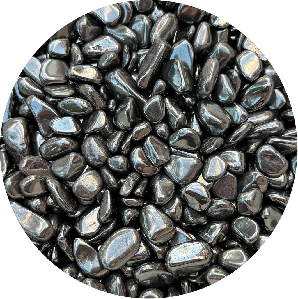 GAF TREASURES 2 oz Lot Hematite Natural Semi Tumbled Hematite Gemstone Chips, Hematite Crushed Mini Crystals, Undrilled Crystal Chips (Hematite Large)