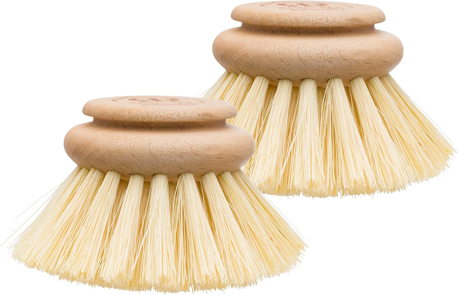 REDECKER Tampico Replacement Head for Dish Brush - Set of 2, 2-inch - Made in Germany - Tampico Fiber & Untreated Beechwood Handle - Replacement Head for Redecker Dish Brush