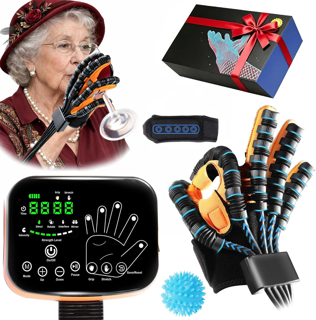 9th Gen Hand Rehabilitation Robot Gloves for Stroke Recovery, Physical Therapy Gloves for Hemiplegia & Arthritis, Finger Exerciser with 4 Modes Mirror Training and 5 Independent Air Valves