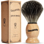 Gentleman Jon 100% Black Badger Hair Shaving Brush for Men – Premium Ergonomic Shave Lather Brush for Wet Shave Using Shaving Cream & Soap – Ideal for Safety Razor, Double Edge Razor & Straight Razors