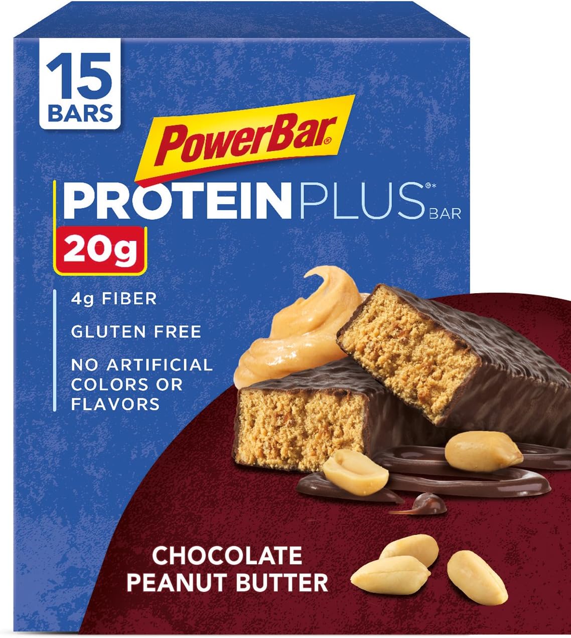 PowerBar Protein Plus Bar, Chocolate Peanut Butter, 2.12 Ounce (15 Count) (Packaging May Vary)
