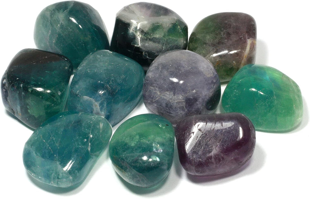 CrystalAge Rainbow Fluorite Tumble Stones (Size 20-25mm) - Pack of 5
