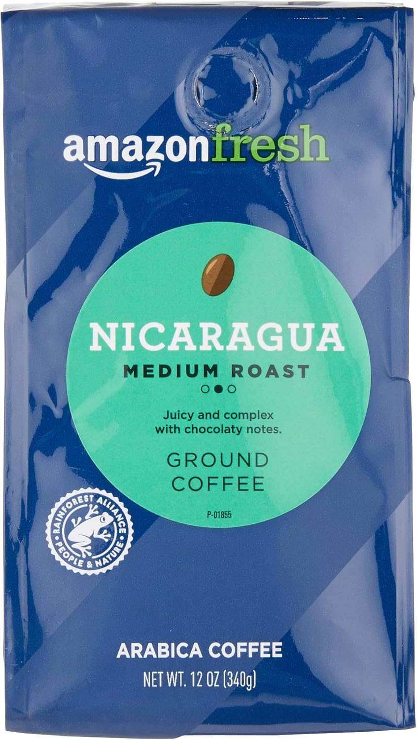 Amazon Fresh, Nicaragua Ground Coffee, Medium Roast, 12 Ounce (Pack of 3)