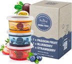 Fizzleaf Popping Boba Pearls Trio - Strawberry Popping Boba, Blueberry, Passion Fruit - Bubble Fruit Bursting Pearls for Bubble Tea, 3 Pack, 1 pound (490g) Each