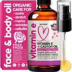 Organic Vitamin E Oil for Scars, Stretch Marks Removal, Wrinkles & Cellulite - Scar Away Treatment Bio Oil with Castor, Rosehip, Jojoba, Almond - Hydrating & Moisturizing Skincare - Face & Body Oil