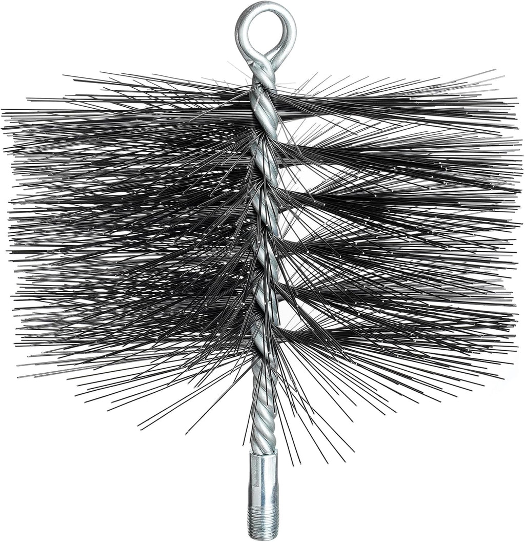 Stanbroil 8 Inch Round Steel Chimney Cleaning Brush with 1/4" NPT Fitting for Masonry Chimney Flue, Works with Most Chimney Rod Sets