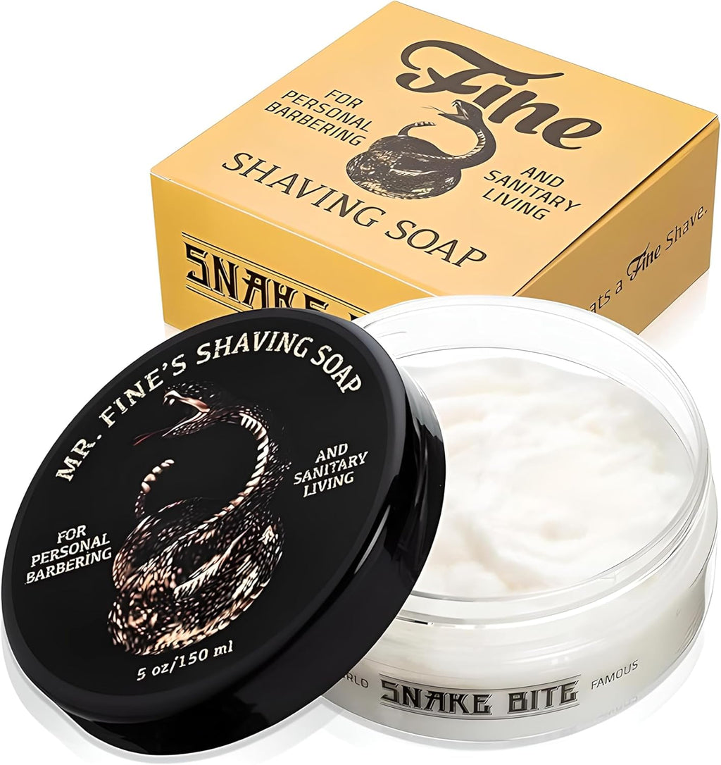 Mr. Fine 21C Men’s Shaving Soap, Builds Thick & Easy Lather, Protects From Razor Burn & Irritation, No Artificial Colors, Made In Italy, 5oz. (150ml), Snake Bite