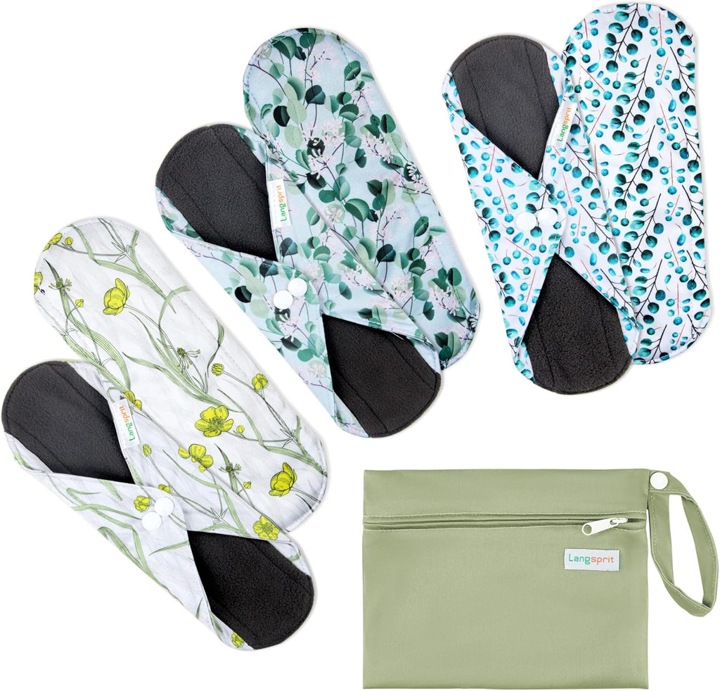 7pcs Set 1 pc Mini Wet Bag +6pcs Absorbent Reusable Sanitary Pads/Washable Cloth Menstrual Pads(Autumn,L)…