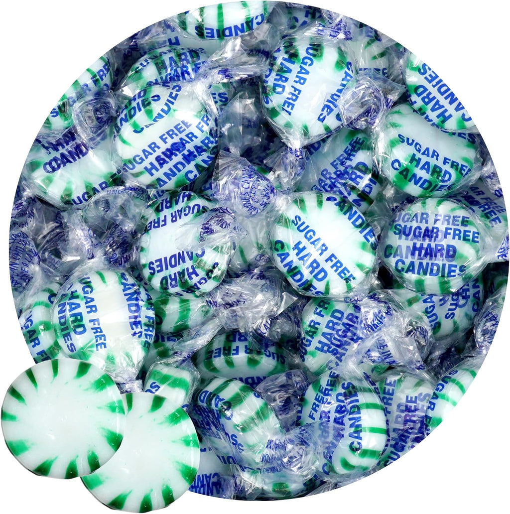 Sugar Free Spearmint Starlight Mints, 2 Pound Bulk Bag (Approx 140 Pieces), Individually Wrapped Hard Candy, The Hampton Popcorn & Candy Company