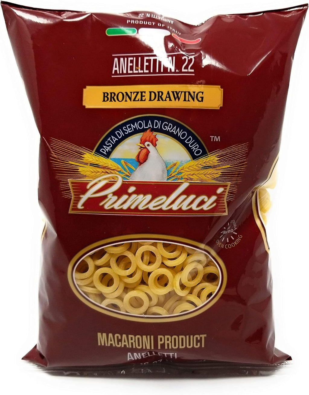 Primeluci Anelletti Durum Wheat Semolina Pasta - 1 lb (Pack of 4)