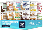 Bootylicious | 25g Protein Muffin | Ultimate Variety | Low Carb, 16g-18g Fiber, Low Glycimic Index, Low Sugar, 2.32-2.75oz Cup, 12-Pack