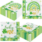 Lucky One St Patricks Day Napkins Paper-Saint Patricks Day Party Supplies,40pcs Green and White Picnic Paper for Irish Birthday Themed Party Disposable Paper Products,St Paddys Day,Wedding Shower