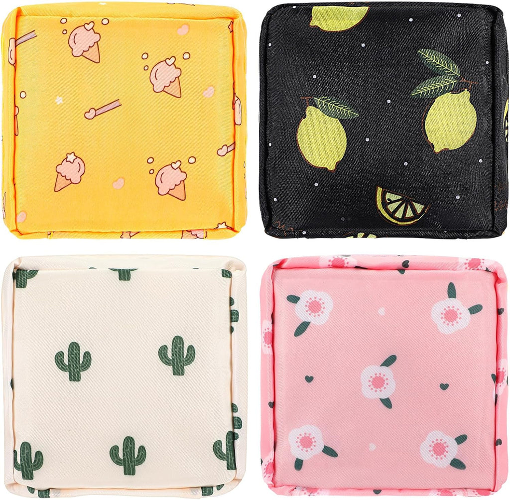 4 Pcs Period Bag Menstrual Cup Pouches Sanitary Napkin Storage Bags Portable Feminine Care Pouch Nursing Pad Holder Tampon Bags for First Period Gifts Women Teen Girls