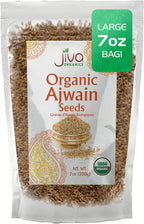 Jiva Organics Organic Ajwain Seeds 7 ounce Bag - Whole Carom Seed, Ajamo, 100% Natural & Non-GMO