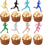 Rsstarxi 24 Pack Running Cupcake Toppers Sports Fitness Cupcake Picks Decorations for Sports Theme Running Baby Shower Boys Girls Birthday Party Cake Decorations