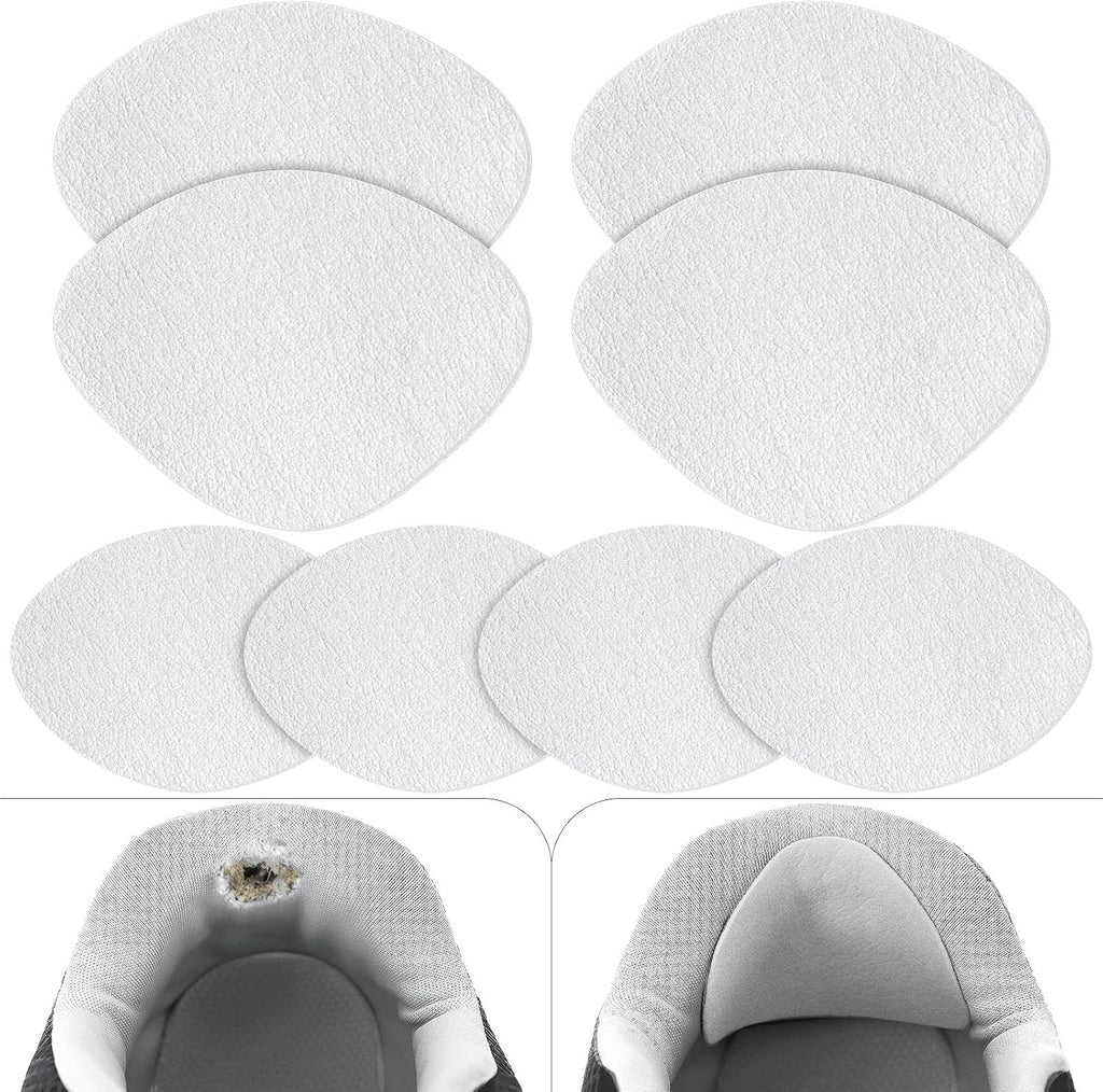 Shoe Heel Patch, 4 Pairs 2 Sizes Quick Self-Adhesive Hole Repairs for Sneakers and Flats, Heel Pads (White)