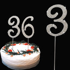 Cake Topper Silver Metal Number 3, Diamond Cake Decoration with Sparkle Rhinestone for Birthday Wedding Anniversary Party