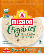Mission Organics Flour Tortillas, Medium Soft Taco Size, 6 Count