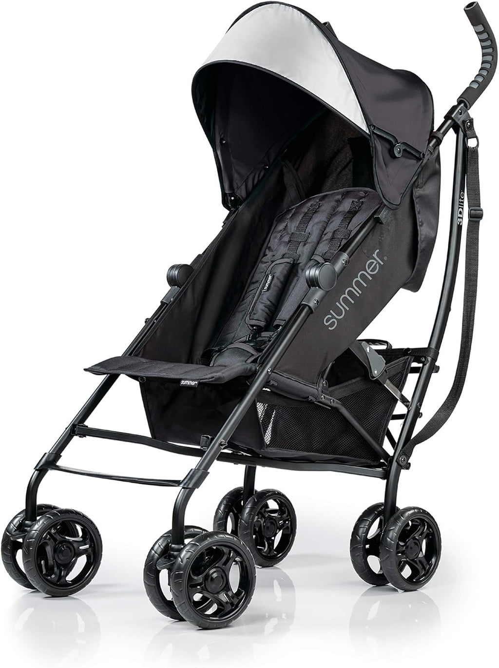 Summer Infant Ingenuity 3Dlite Convenience Stroller,Jet Black–Lightweight Stroller with Aluminum Frame,Large Seat Area, 4 Position Recline, Extra Large Storage Basket– Infant Stroller for Travel&More