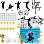 28PCS Volleyball Cake Decorations Volleyball Cake Topper Sports Ball Cake Toppers Baby Shower Birthday Party Supplies