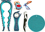 Jar and Bottle Opener Set for Weak Hands and Joint Pain Relief – Easy-to-Use Multi-Piece Grip Assist Tools with Non-Slip Gripper Mat, Perfect for Seniors, Arthritis, and Limited Hand Strength