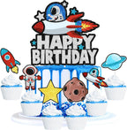 7PCS Astronaut Happy Birthday Cake Topper-There are planet spaceships suitable as decorations for outer space themed parties, cosmic themed birthday party and baby showers for boy or girl.-SugarGera