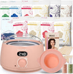 KOTAMU Pink Hair Removal Wax Kit for Women & Men, Digital Waxing Kit with 1.3lb Wax Beads for Face Eyebrow Underarm Arm Leg Chest Back Bikini Brazilian Waxing, Perfect Use at Home & Salon