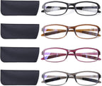DOOViC 4 Pack Reading Glasses for Women Men TR90 Ultra Lightweight Sturdy Blue Light Blocking Readers