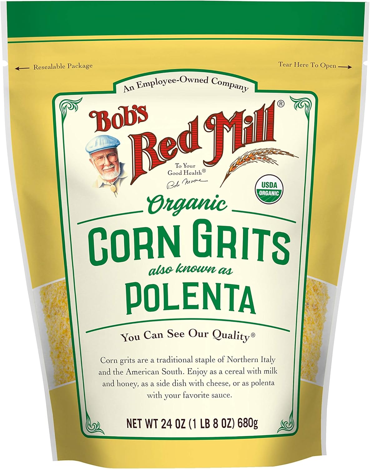 Bob's Red Mill Organic Corn Grits / Polenta, 24oz (Pack of 1) - Vegan, Kosher